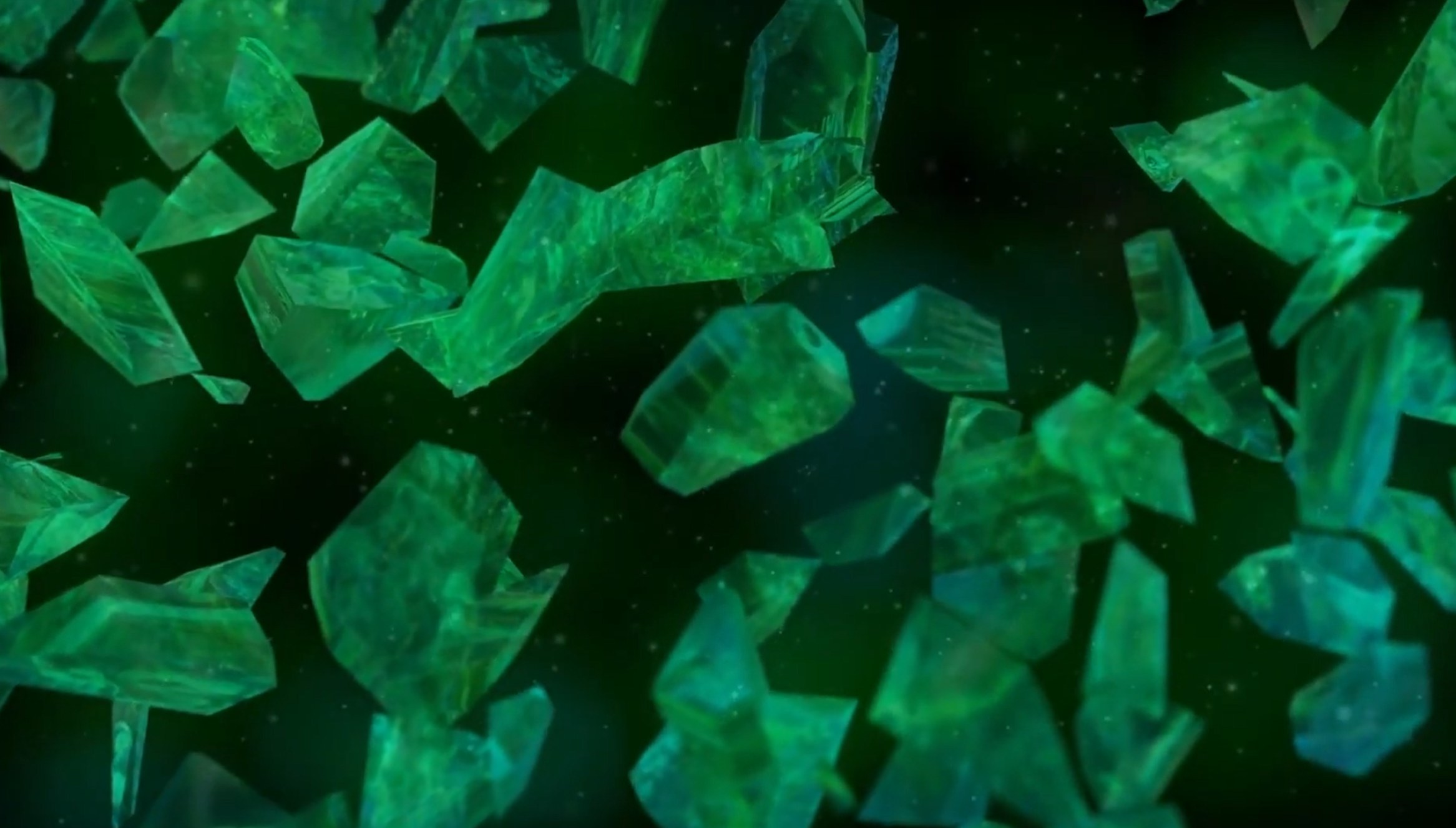 Green crystal shards from the controversial Crystals Trailer