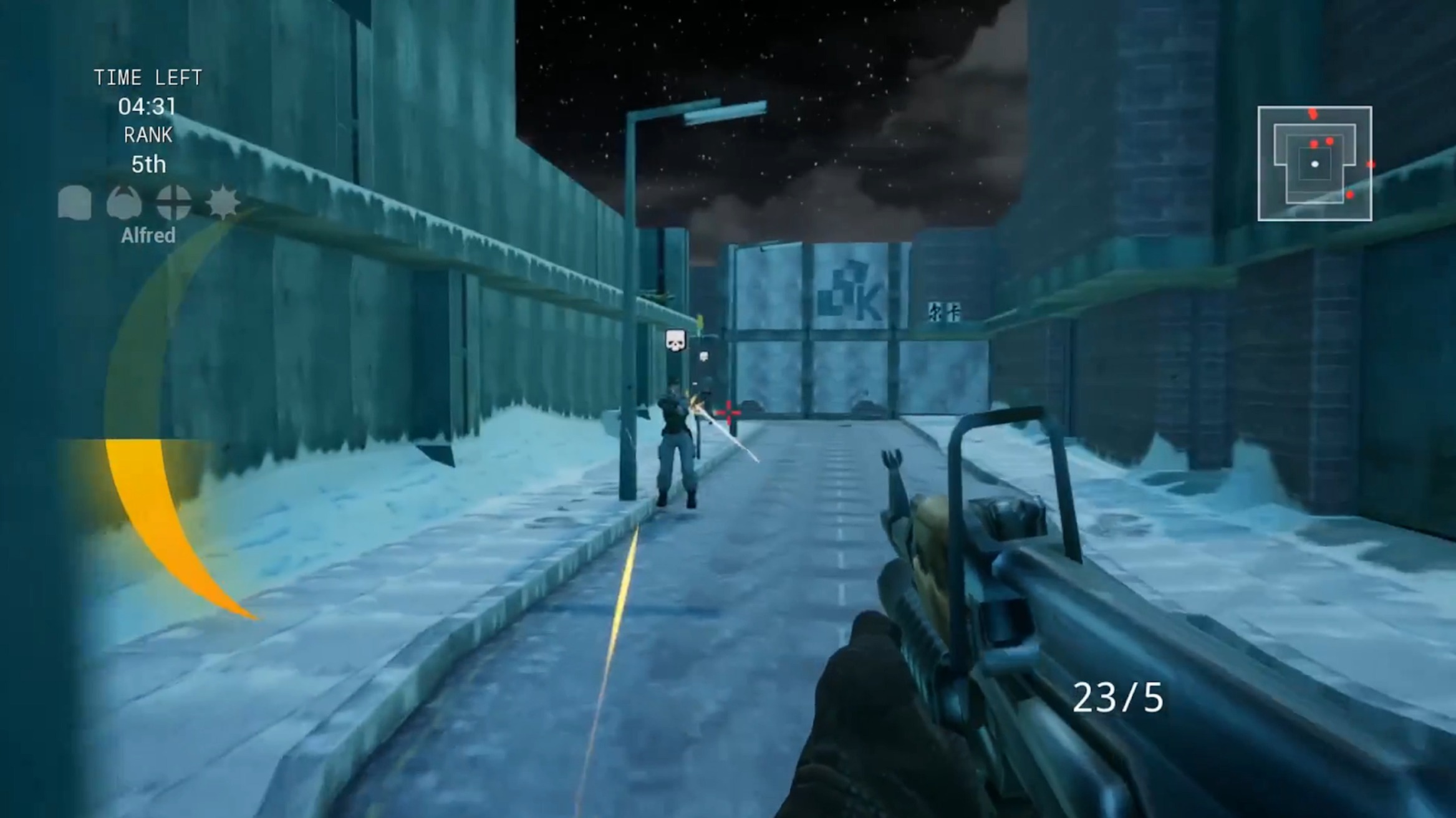Gameplay screenshot from 2019 showcase video showing Ice Station map